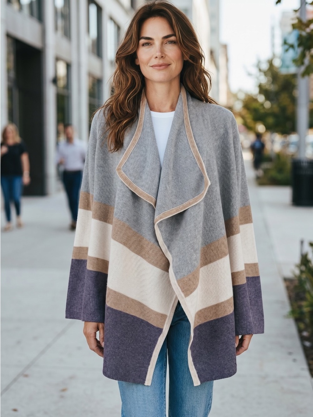 ⭐️ Pixley Colorblock Waterfall Open Front Cardigan Sweater Small